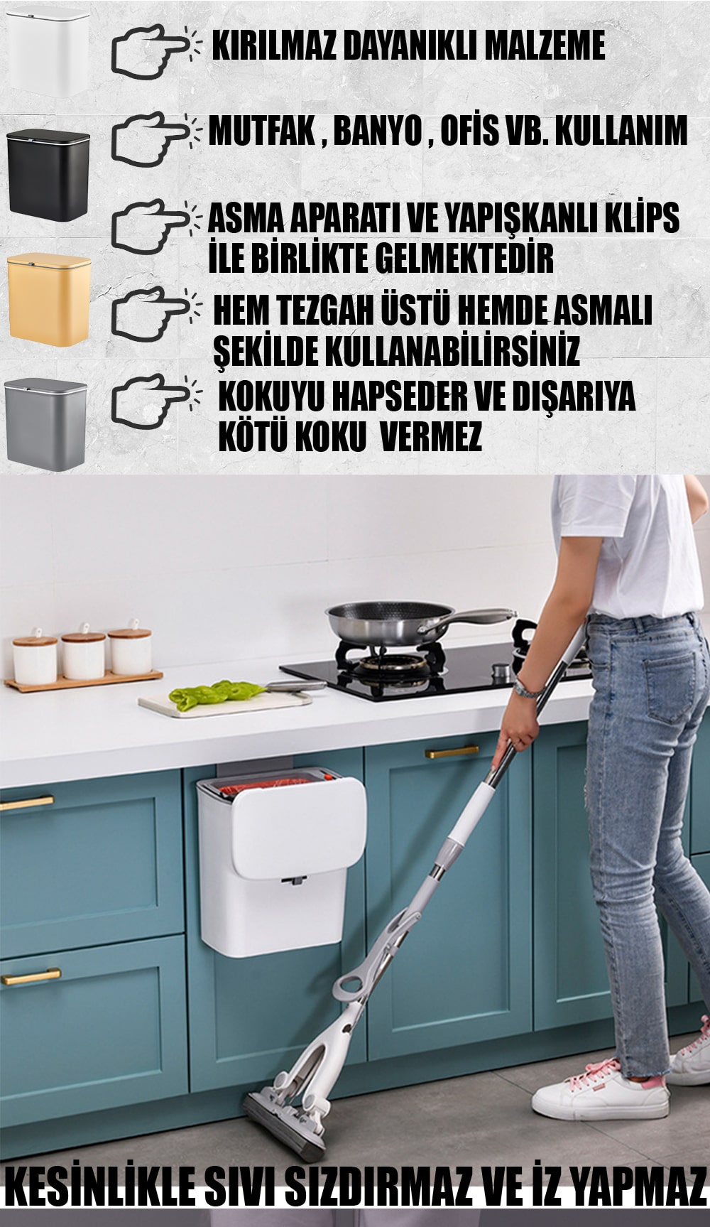 Asılabilir Çöp Kovası 15 Litre